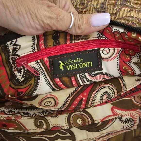 Sophia Visconti Vintage Leather Pouch Clutch Black Handbag - Picture 7 of 7
